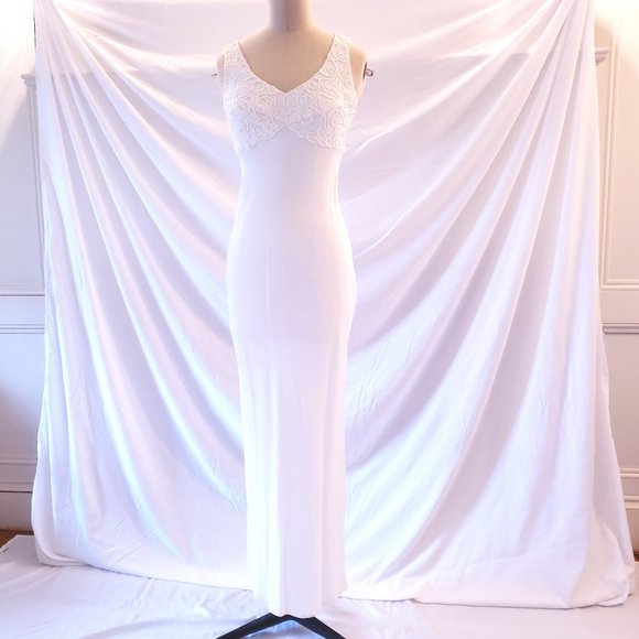 Rampage Dresses & Skirts - SALE Vintage Rampage Off White empire waist sheath gown 3 lace top vneck